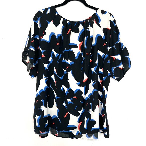 Worthington Covered Button Down Shirt Blouse Black White Blue 2X - Picture 7 of 8